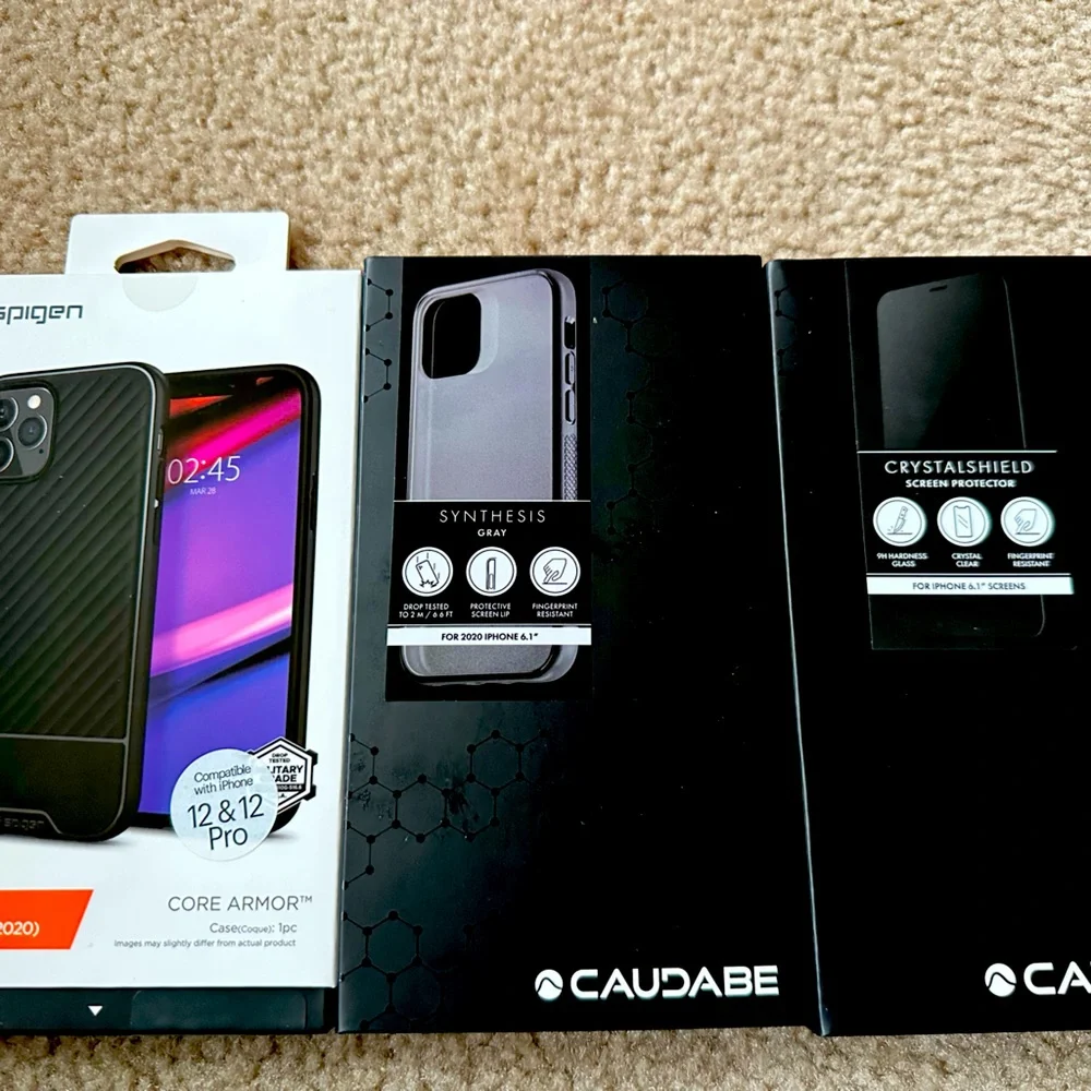 2 phone cases and 1 glass screen protector (for iPhone 12/12 pro)